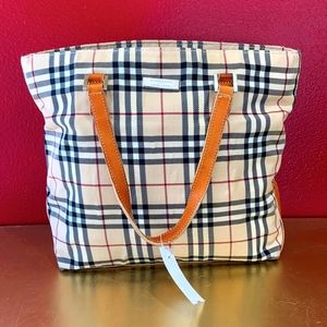 Burberry Cream Plaid Tote